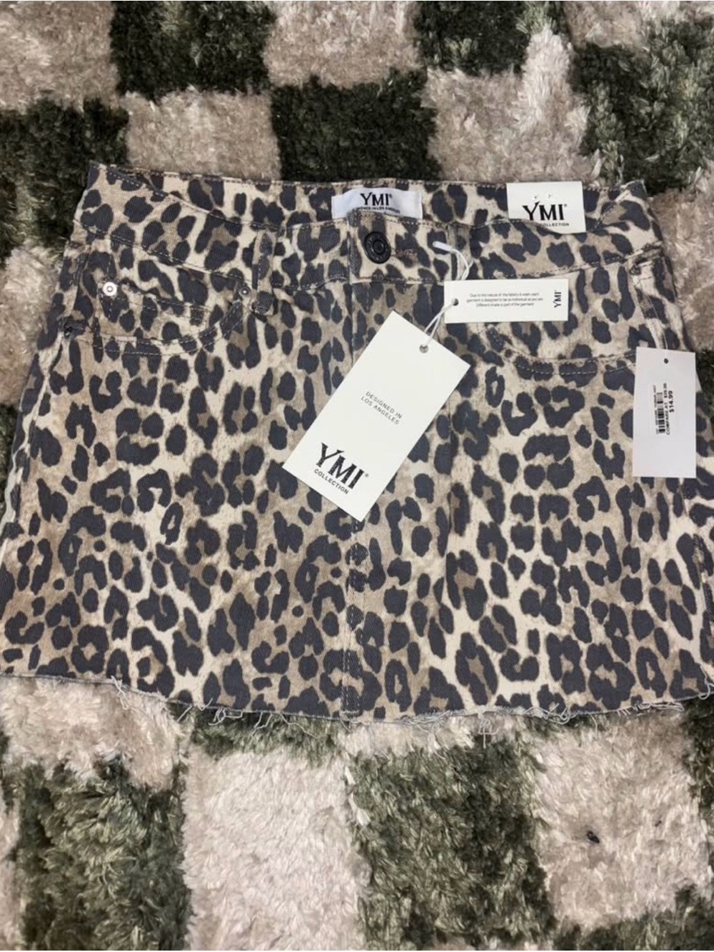 YMI Leopard Print Mini Skirt in Beige and Black